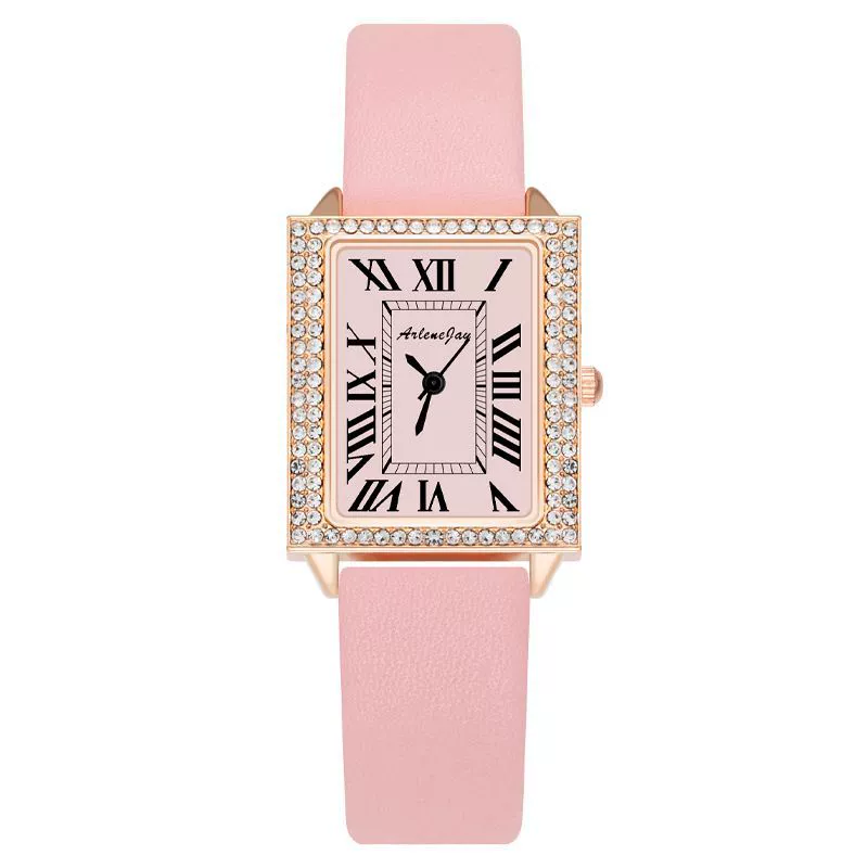 Fashion Square Diamondencrusted Women's Watch With Alloy Case Imitation Leather Strap And Metal Buckle - Image 11