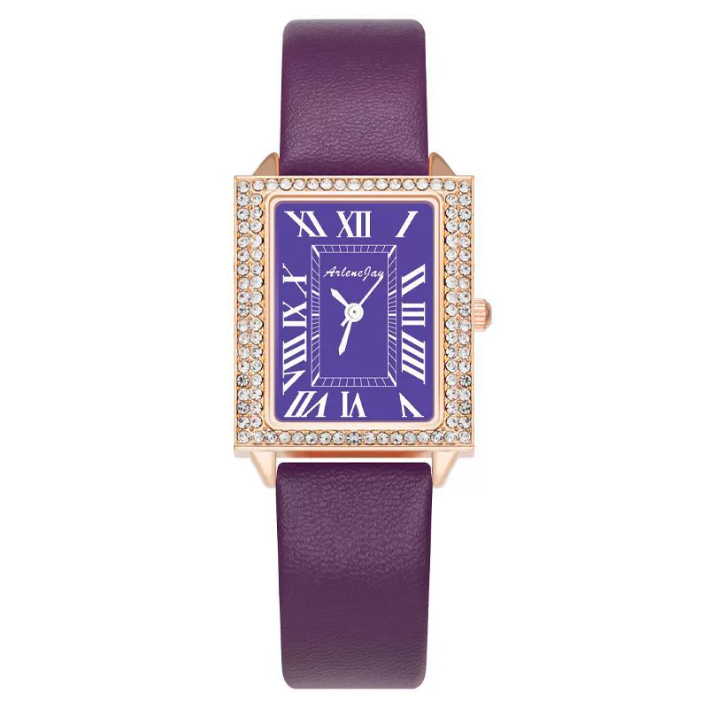 Fashion Square Diamondencrusted Women's Watch With Alloy Case Imitation Leather Strap And Metal Buckle - Image 4