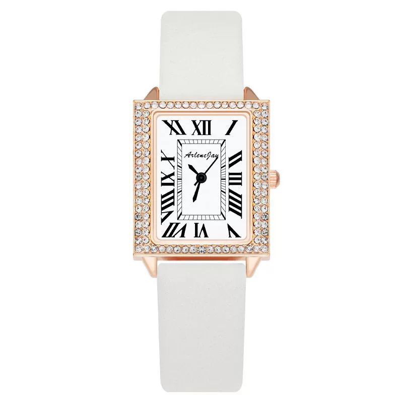 Fashion Square Diamondencrusted Women's Watch With Alloy Case Imitation Leather Strap And Metal Buckle - Image 6