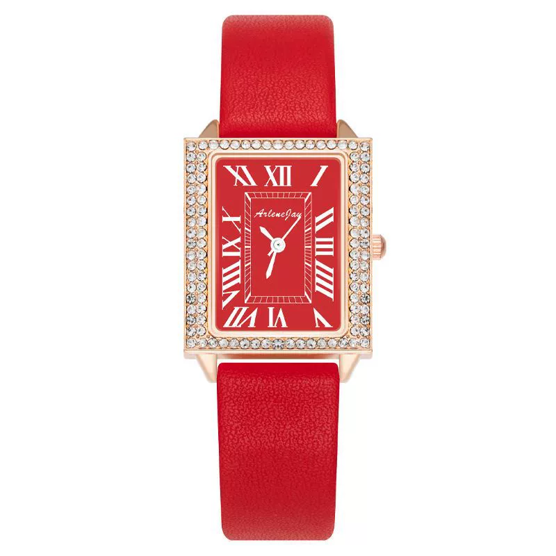 Fashion Square Diamondencrusted Women's Watch With Alloy Case Imitation Leather Strap And Metal Buckle - Image 7