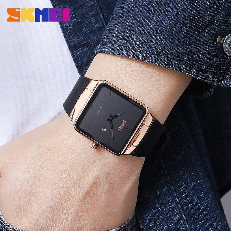 Fashion Square Men's Watch Zinc Alloy Case Tpu Strap Mineral Reinforced Glass Mirror Quartz Waterproof - Image 2