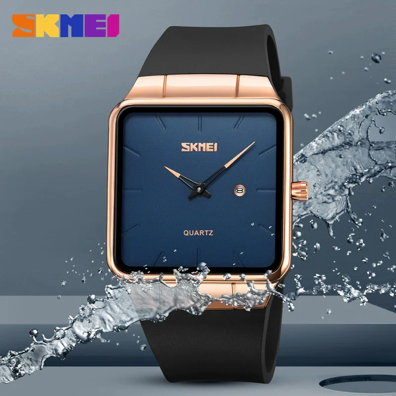 Fashion Square Men's Watch Zinc Alloy Case Tpu Strap Mineral Reinforced Glass Mirror Quartz Waterproof - Image 4