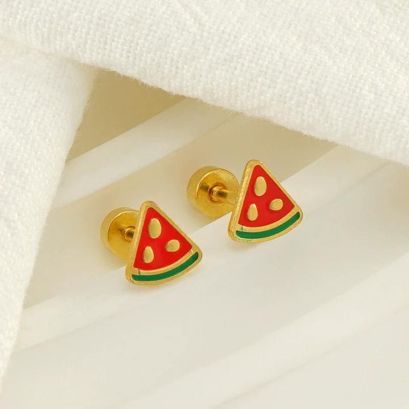 Fashion 316L Stainless Steel Fruit Watermelon Earrings For Women With Electroplating - Image 2