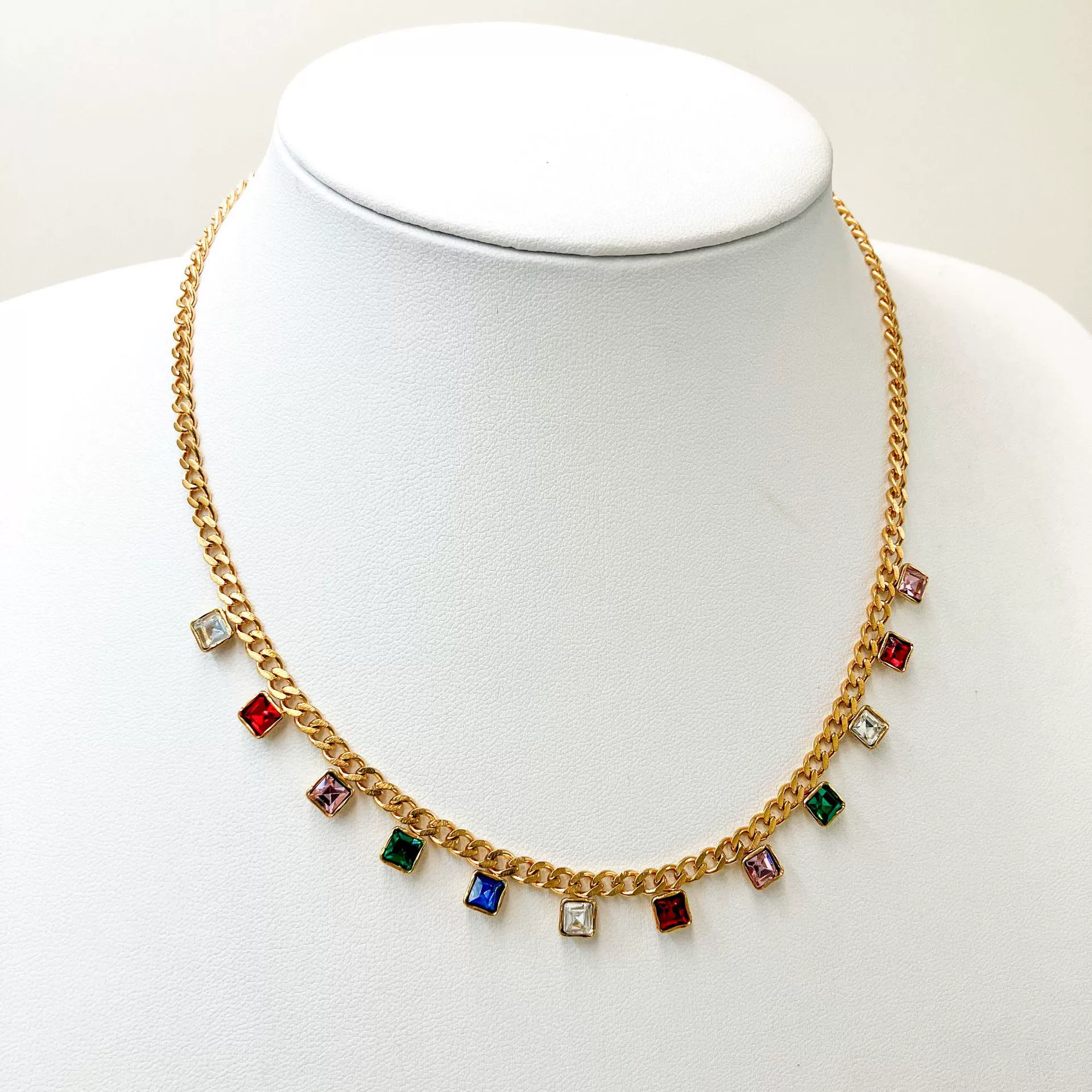 Fashion Stainless Steel Geometric Tassel Zircon Necklace With Electroplating - Image 2