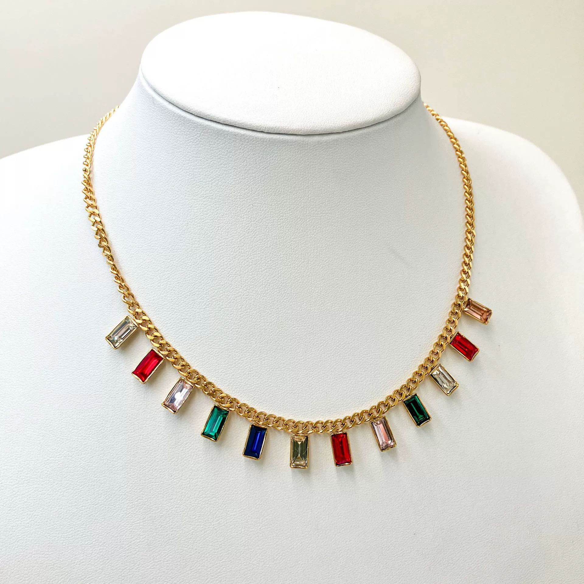 Fashion Stainless Steel Geometric Tassel Zircon Necklace With Electroplating - Image 3