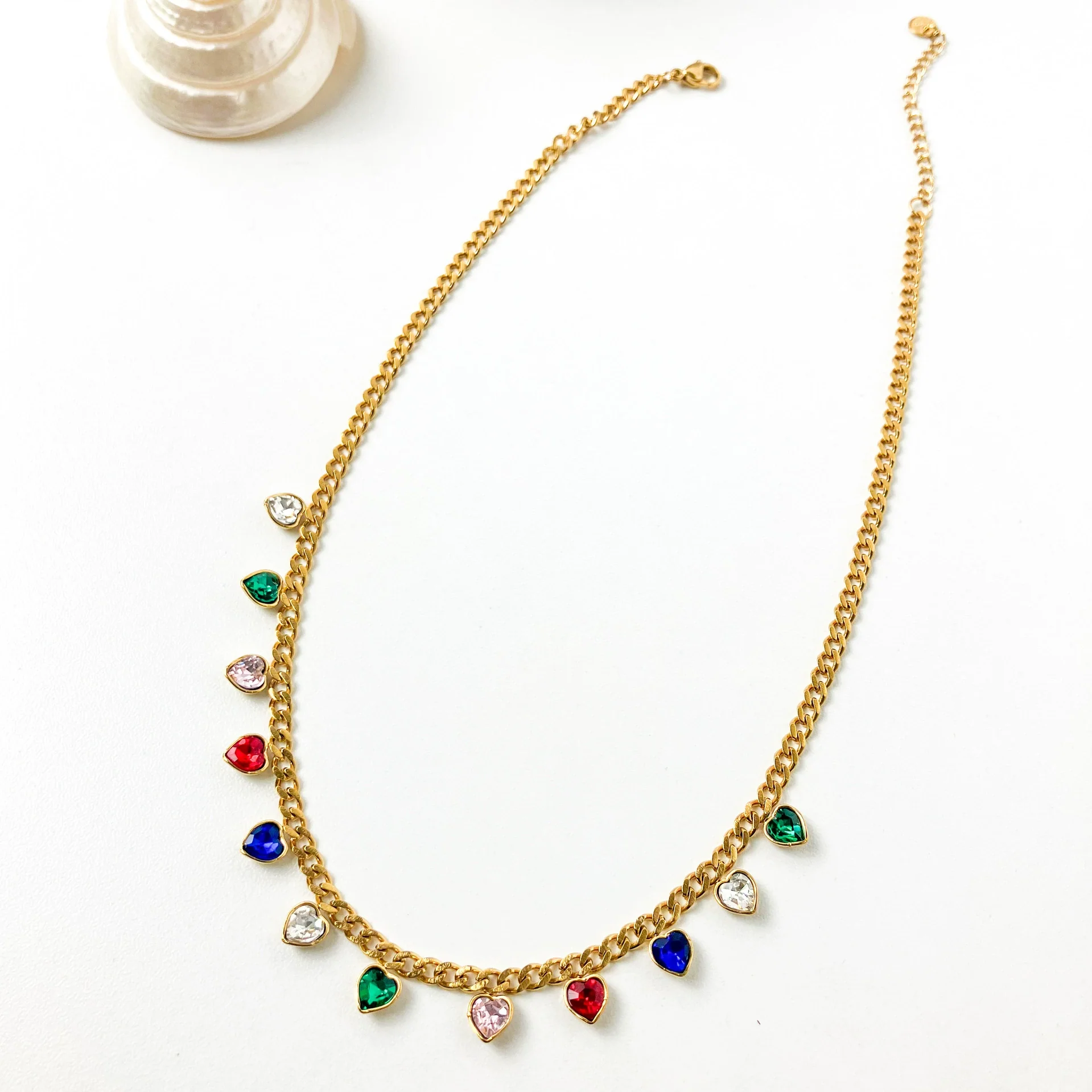 Fashion Stainless Steel Geometric Tassel Zircon Necklace With Electroplating - Image 6