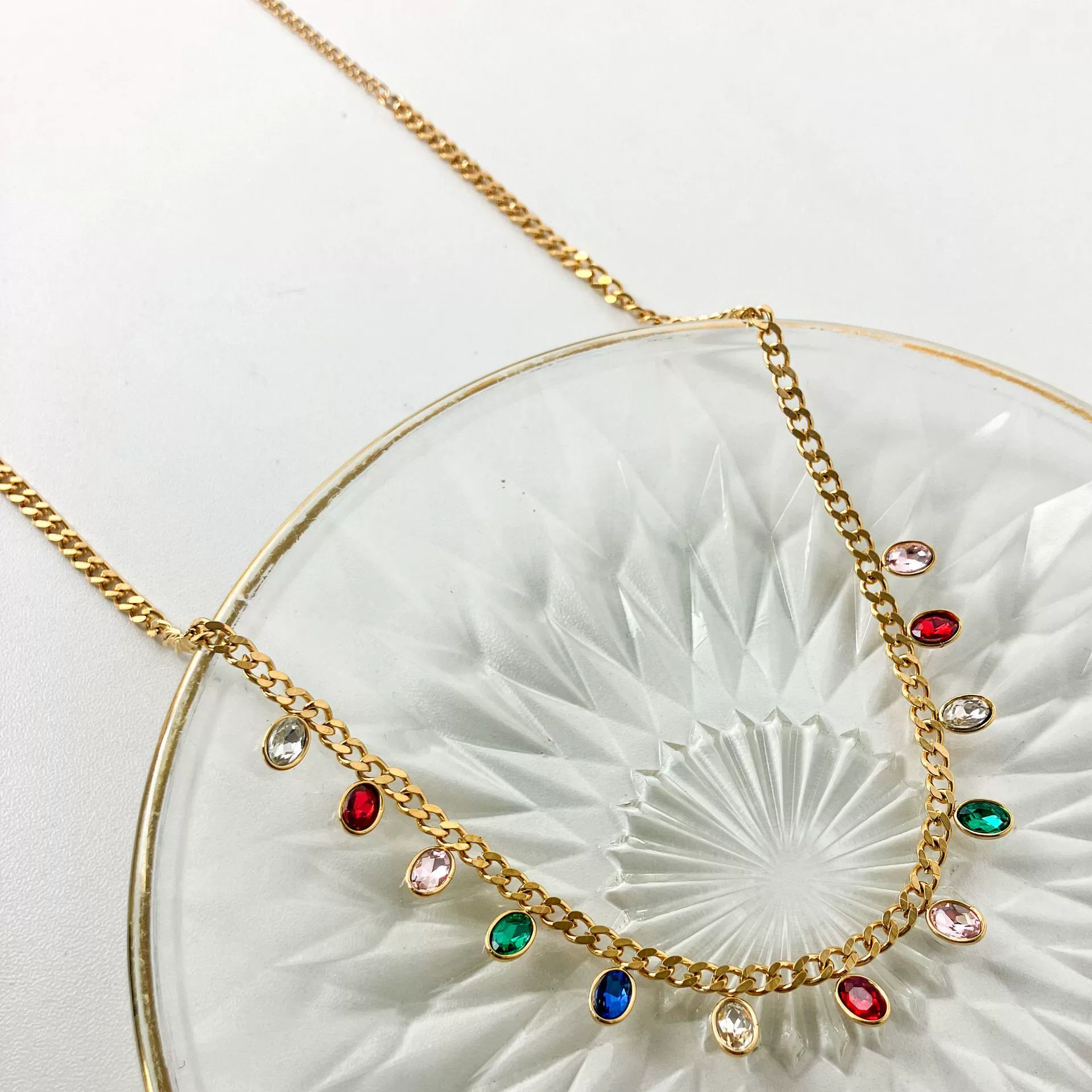 Fashion Stainless Steel Geometric Tassel Zircon Necklace With Electroplating - Image 9