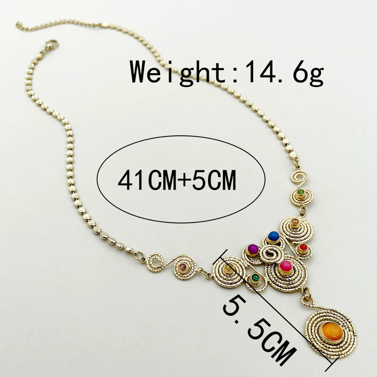 Fashion Stainless Steel Heavy Industry Necklace For Women With Metal Stitching Line Inlaid With Natural Stone And Electroplating Plants And Flowers Style - Image 2