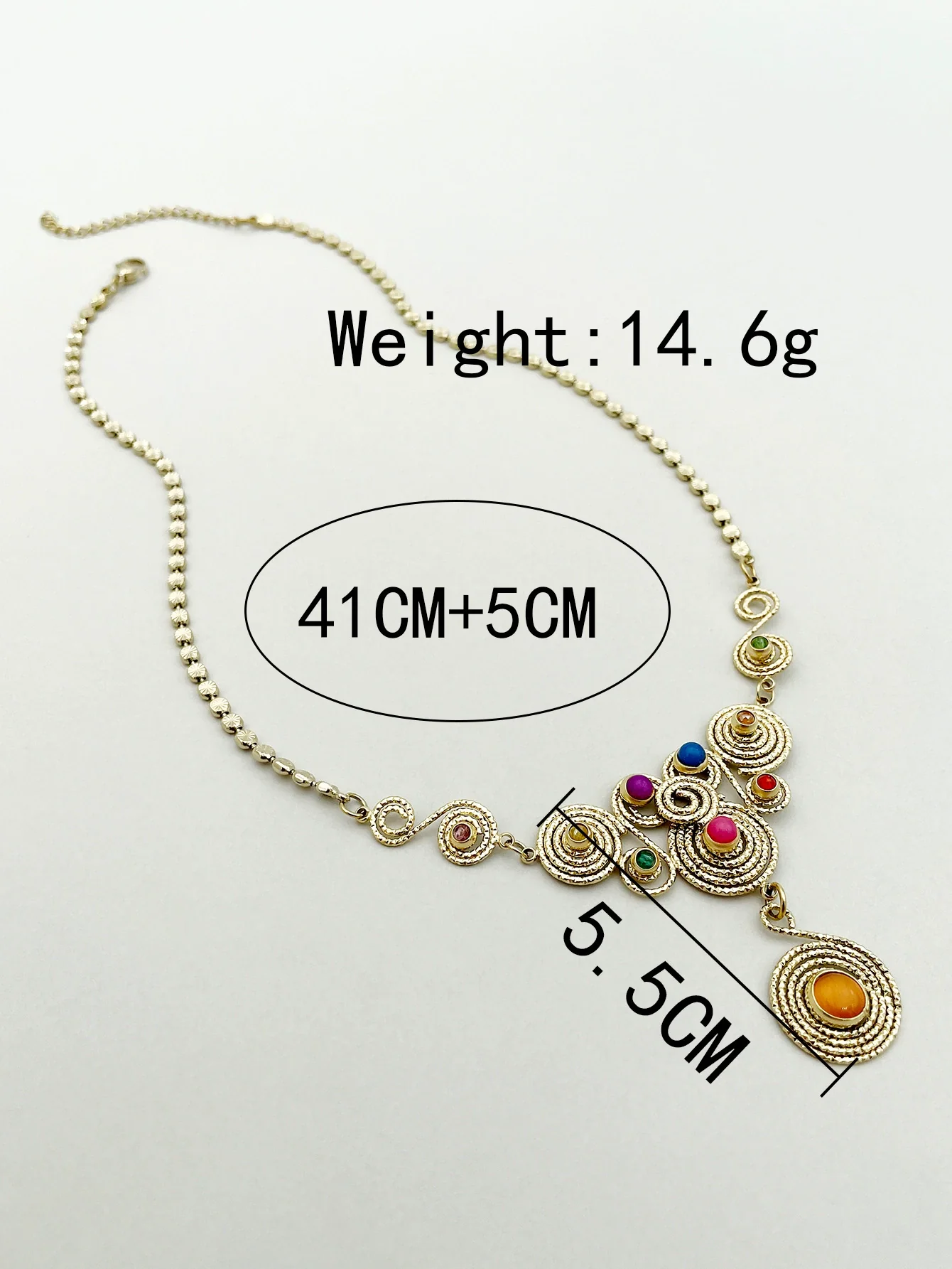 Fashion Stainless Steel Heavy Industry Necklace For Women With Metal Stitching Line Inlaid With Natural Stone And Electroplating Plants And Flowers Style - Image 5