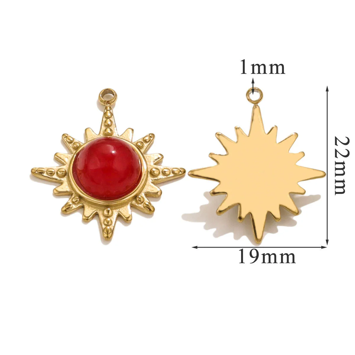 Fashion Stainless Steel Natural Stone Tiger Eye Stone Classic Eight Mans Star Element Titanium Steel Flower Pendant Electroplated 18K Gold Diy Necklace Earrings Accessories - Image 6