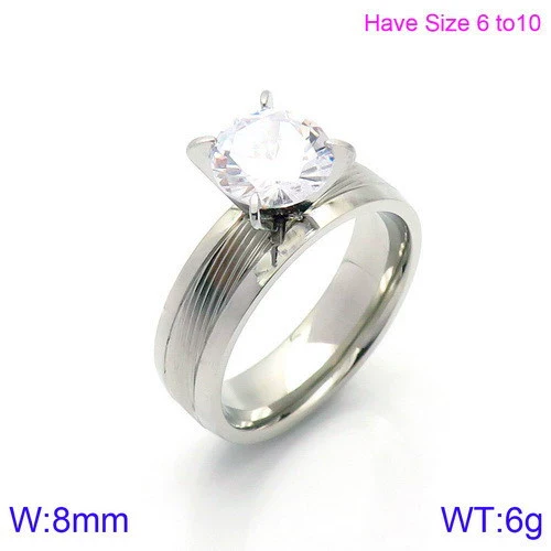 Fashion Stainless Steel Zircon Fourclaw Ring Set With Diamonds Geometric Style For Women And Couples - Image 7