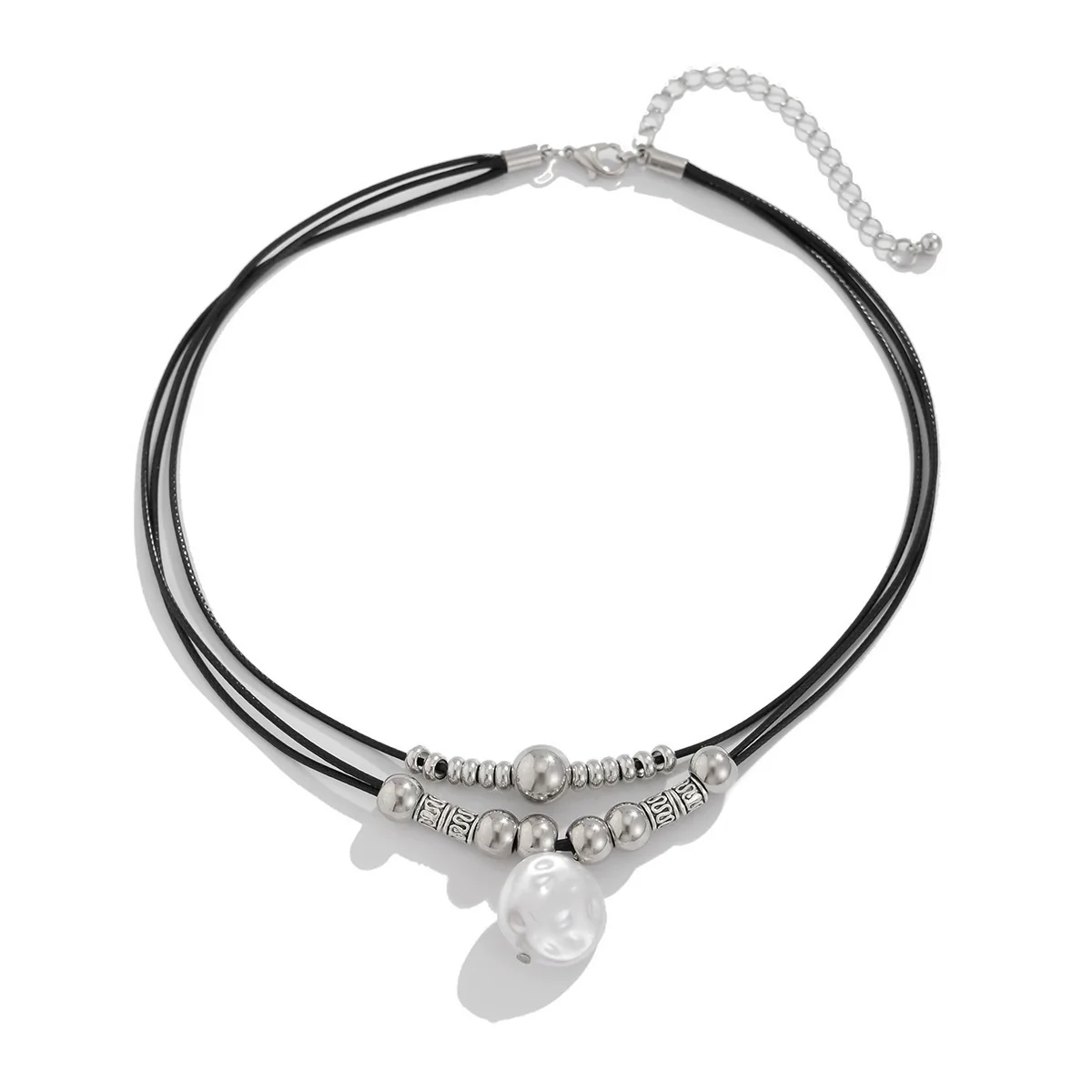 Fashion Temperament Alien Imitation Pearl Pendant Necklace Geometric Handmade Wax Thread - Image 5