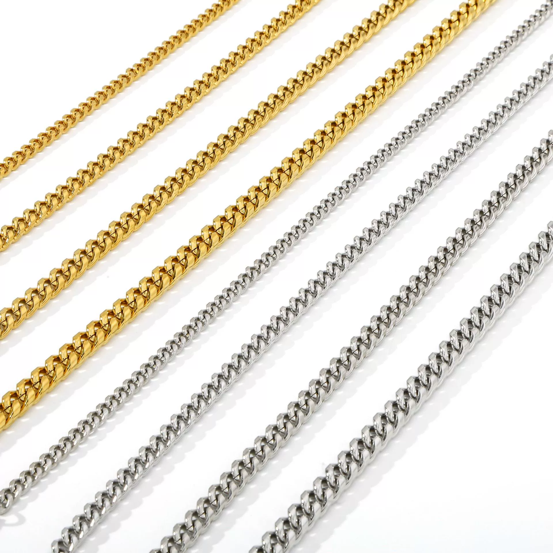 Fashion Titanium Steel And Stainless Steel Round Grinding Cuban Chain Necklace With Wave Pattern And Geometric Style Unisex Jewelry With Electroplating Treatment - Image 5