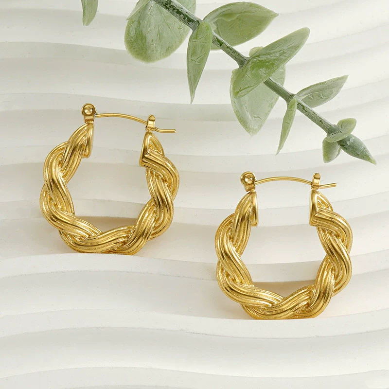 Fashion 316L Stainless Steel Ushape Geometric Electroplated Women's Earrings Jewelry Wholesale - Image 3