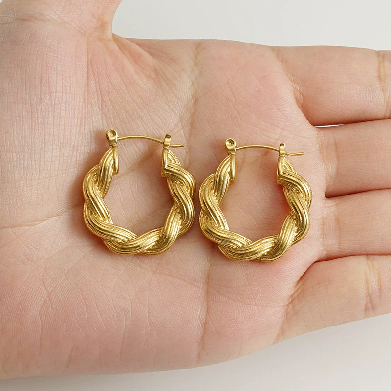 Fashion 316L Stainless Steel Ushape Geometric Electroplated Women's Earrings Jewelry Wholesale - Image 4