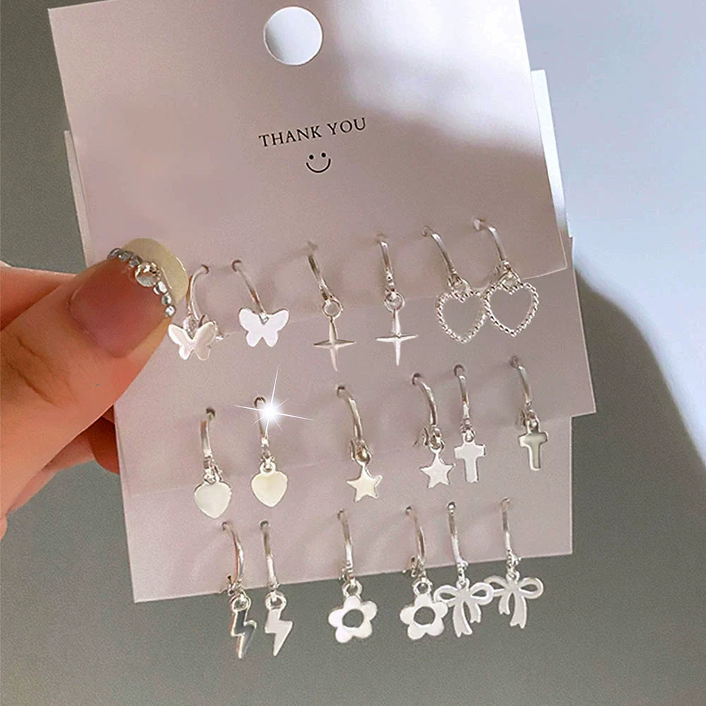 Fashion Trendy Oildropping Heart Butterfly Imitation Pearl Alloy Earrings Set For Women With Electroplating - Image 2