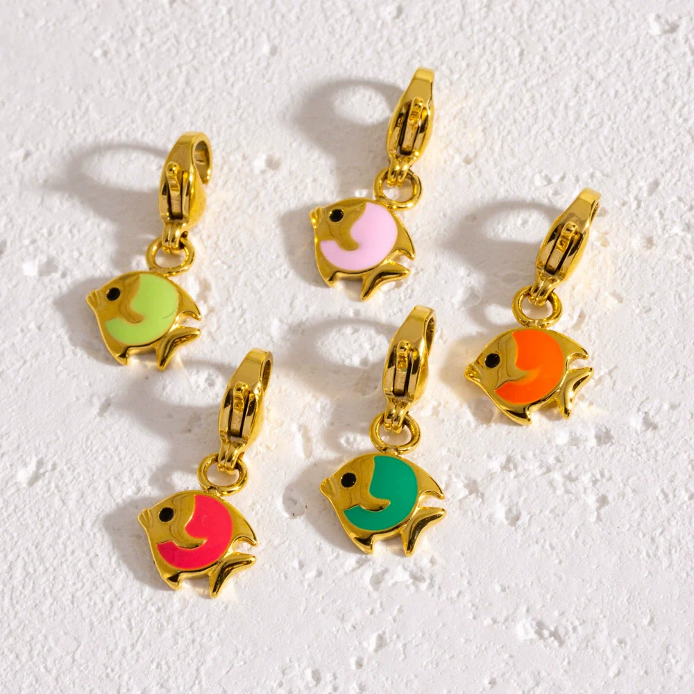 Fashion Tropical Fish Stainless Steel Jewelry Accessories Cute Oil Dropping Marine Elements Fish Pendant - Image 2