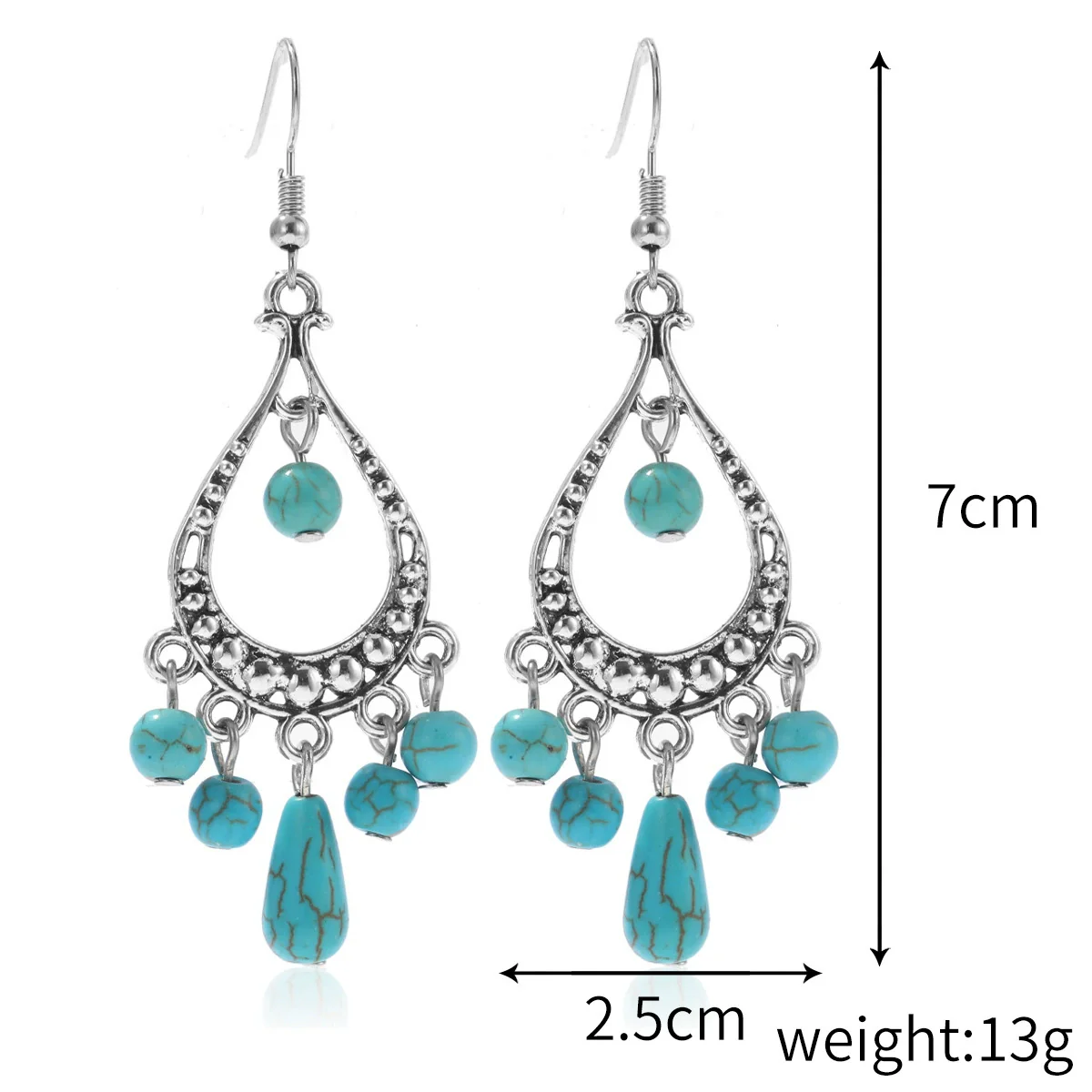 Fashion Turquoise Alloy Vintage Silver Natural Stone Bracelet Electroplating - Image 7