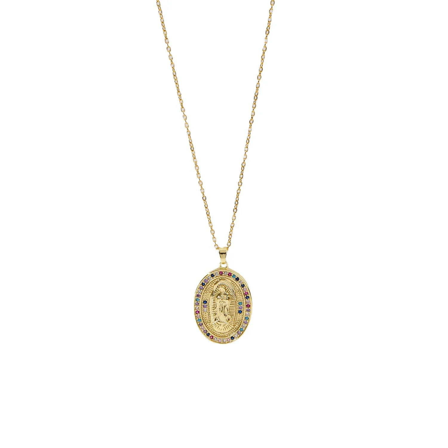Fashion Virgin Pendant Stainless Steel Waterproof Fadeless Copper Zirconium Jewelry Color Diamond Series Electroplated Ochain Necklace - Image 5