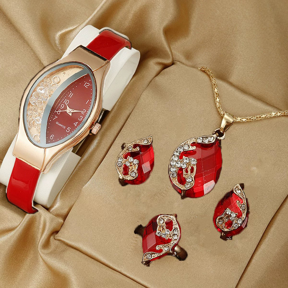 Fashion Watch Jewelry Set Alloy And Stainless Steel Round Dial - Image 3