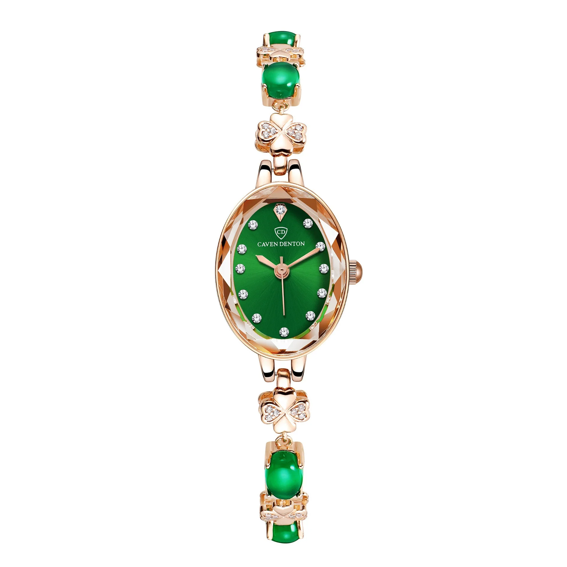 Fashion Waterproof Emerald Decorative Women's Quartz Watch With Alloy Case And Strap Oval Dial Mineral Reinforced Glass Mirror Stainless Steel Jewelry Buckle - Image 5
