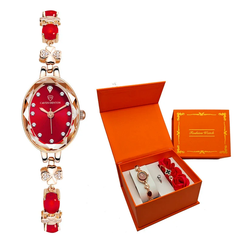 Fashion Waterproof Emerald Decorative Women's Quartz Watch With Alloy Case And Strap Oval Dial Mineral Reinforced Glass Mirror Stainless Steel Jewelry Buckle - Image 8