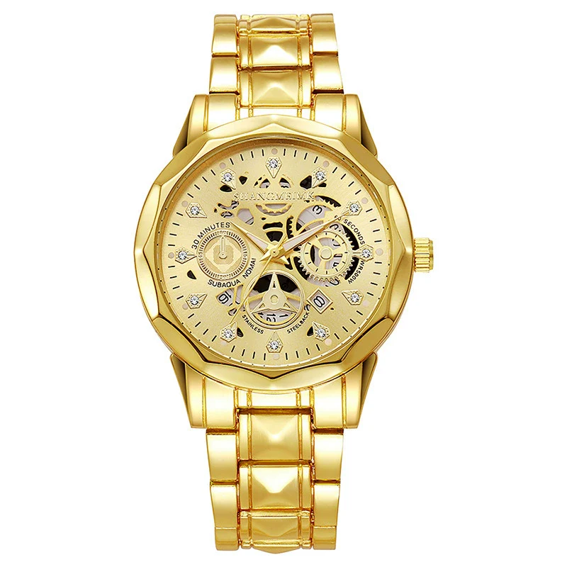 Fashion Waterproof Luminous Automatic Quartz Relief Hollow Alloy Men's Watch With Mineral Reinforced Glass Mirror And Stainless Steel Buckle - Image 5