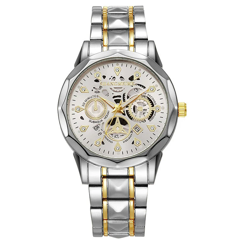 Fashion Waterproof Luminous Automatic Quartz Relief Hollow Alloy Men's Watch With Mineral Reinforced Glass Mirror And Stainless Steel Buckle - Image 7
