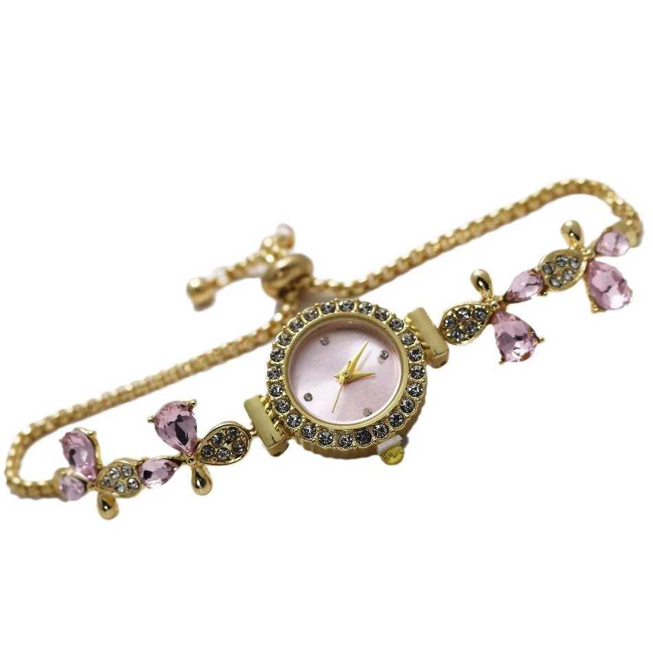 Fashion Women's Alloy And Stainless Steel Round Water Drop Shape Bracelet Watch - Image 5