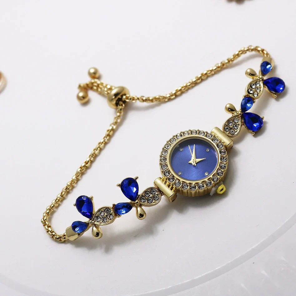 Fashion Women's Alloy And Stainless Steel Round Water Drop Shape Bracelet Watch - Image 6