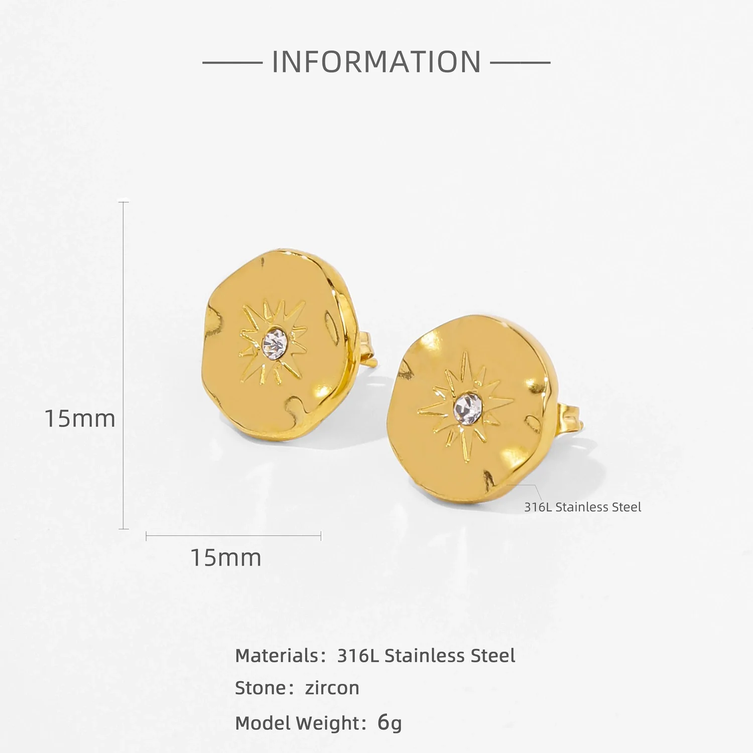 Fashion Women's Geometric Stainless Steel Electroplated Brown Gemstone Earrings - Image 10