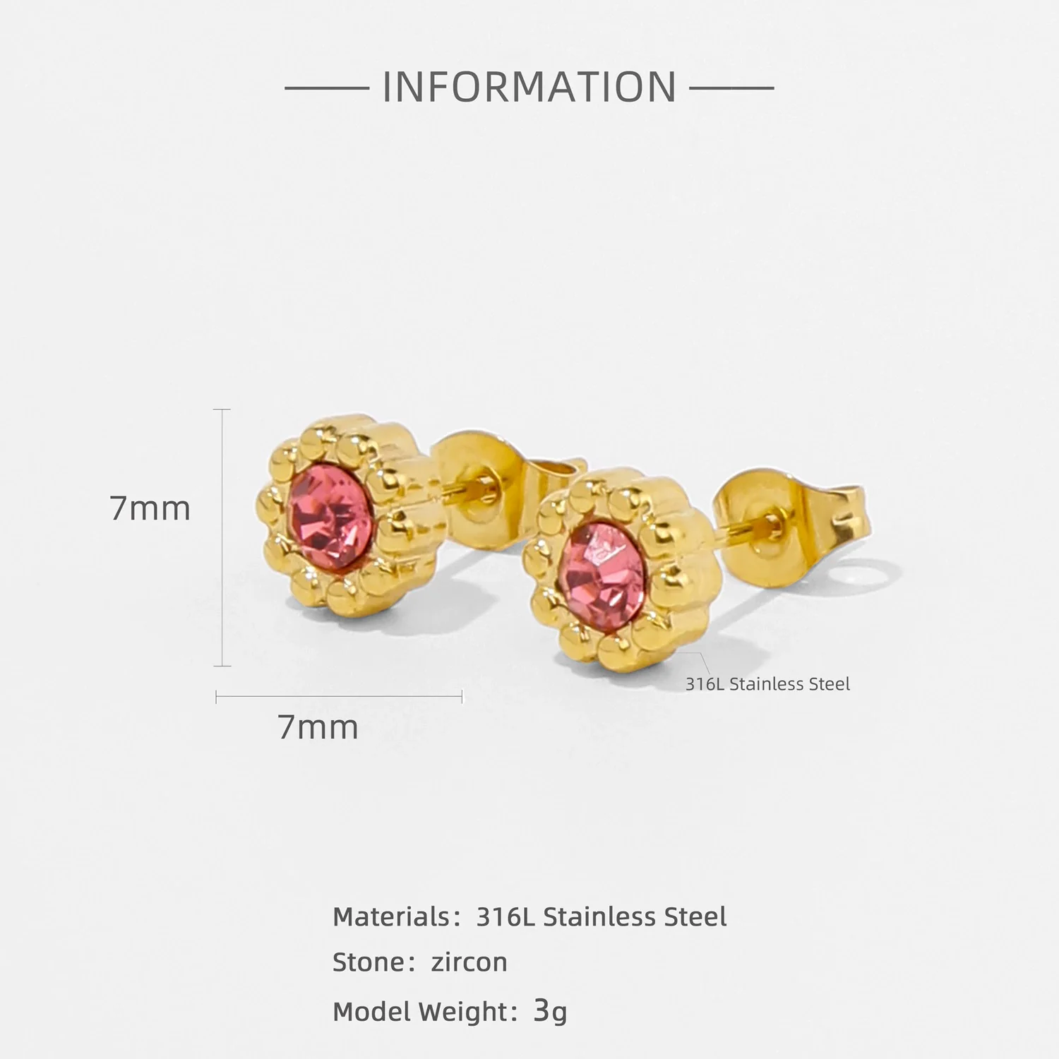 Fashion Women's Geometric Stainless Steel Electroplated Brown Gemstone Earrings - Image 11