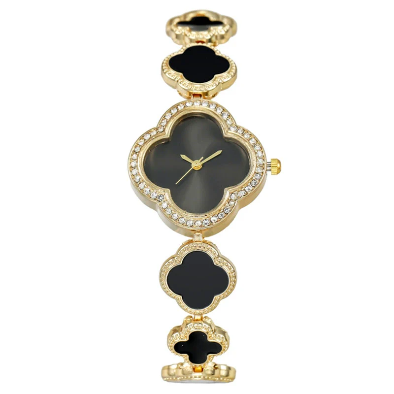 Fashion Women's Metal Petals Fourleaf Clover Flower Shape Quartz Watch Bracelet - Image 11