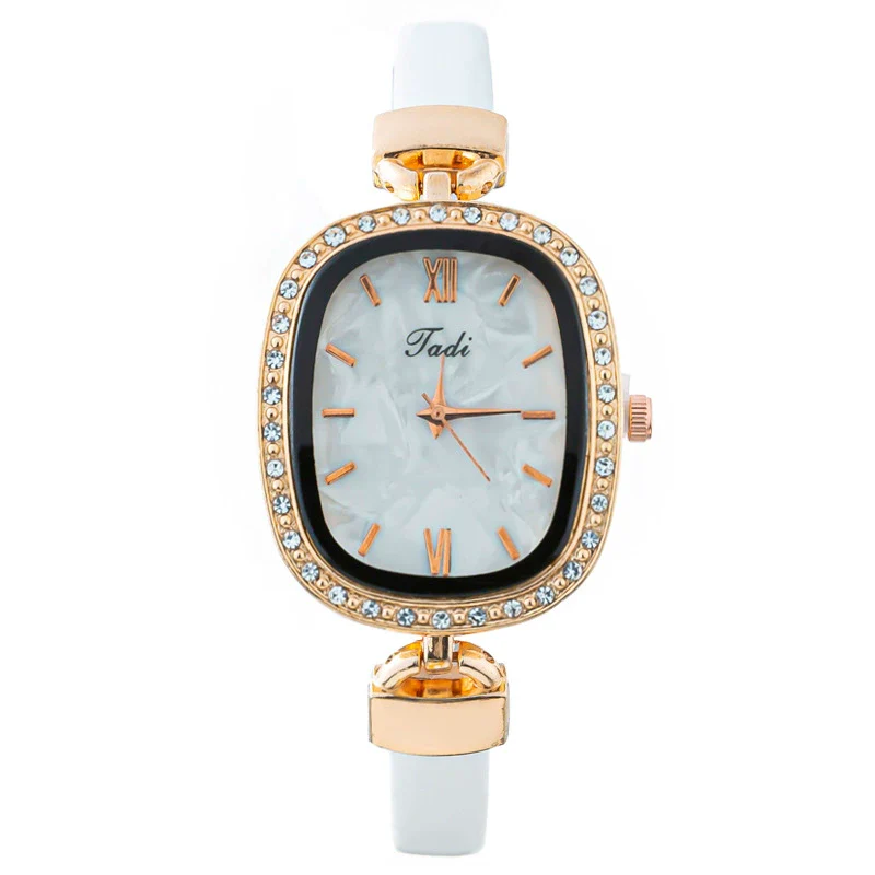 Fashion Women's Oval Alloy Case Imitation Leather Strap Quartz Watch With Stainless Steel Pin Buckle - Image 5