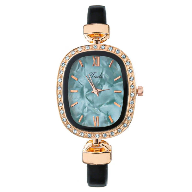 Fashion Women's Oval Alloy Case Imitation Leather Strap Quartz Watch With Stainless Steel Pin Buckle - Image 8
