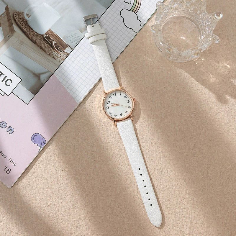 Fashion Women's Quartz Watch Alloy Case Imitation Leather Strap Stainless Steel Buckle Round Dial - Image 2