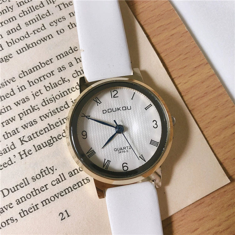 Fashion Women's Watch Alloy Case Ordinary Glass Mirror Leather Belt Casual Style - Image 6