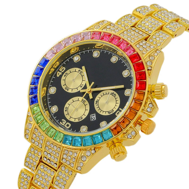 Fashion Women's Watch With Round Dial Alloy Case And Titanium Metal Clasp Set With Colored Diamonds - Image 3