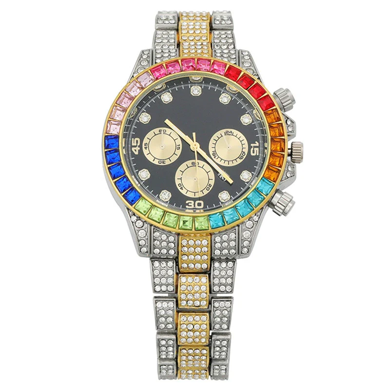 Fashion Women's Watch With Round Dial Alloy Case And Titanium Metal Clasp Set With Colored Diamonds - Image 5