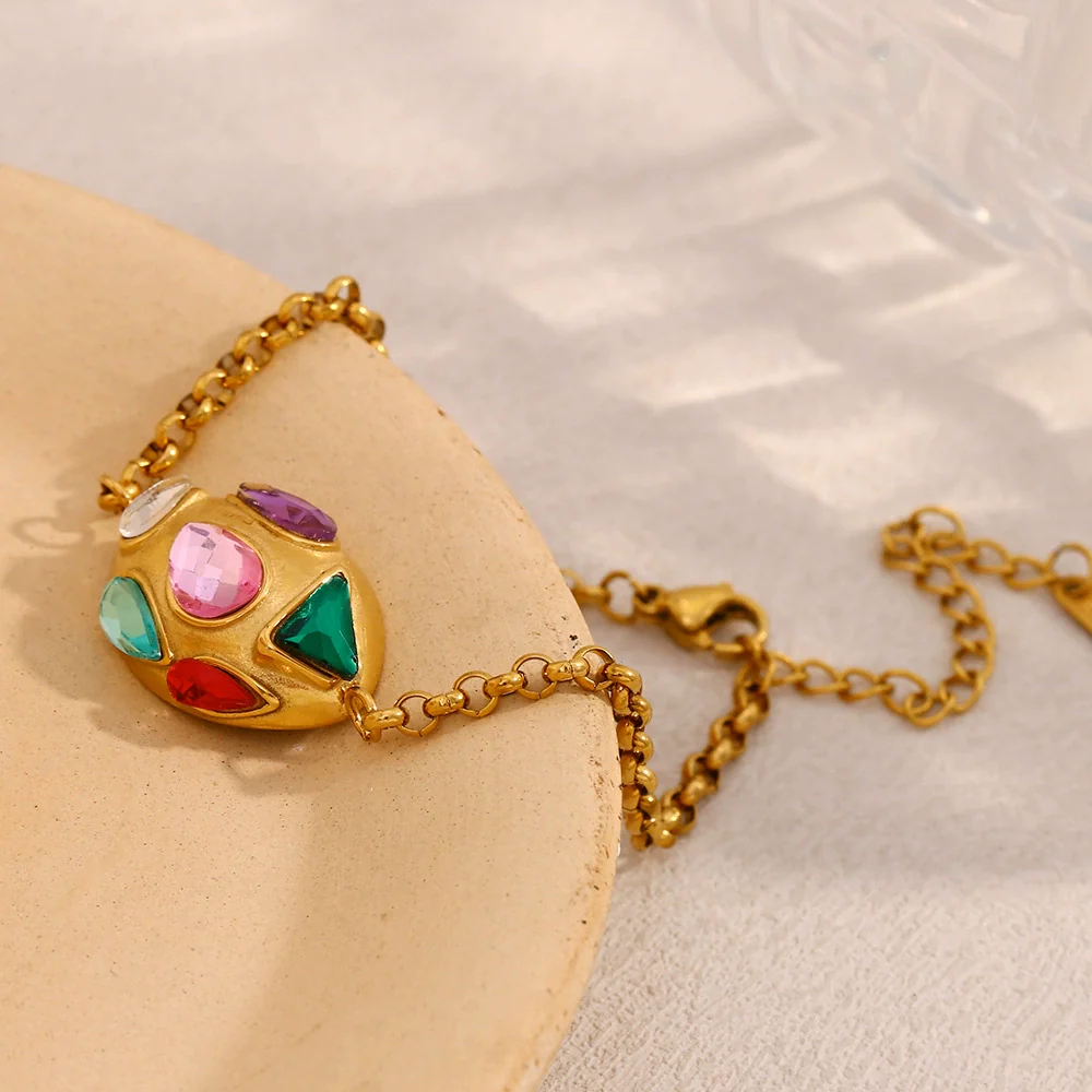 Fashionable 18K Gold Plated Geometric Stainless Steel Three Dimensional Oval Bracelet For Women - Image 4