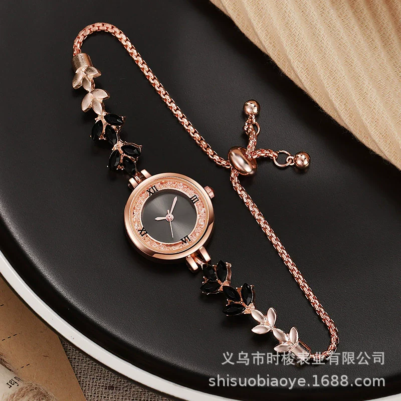 Fashionable Alloy Women's Bracelet Watch With Rhinestone Ball Quicksand And Round Dial - Image 3