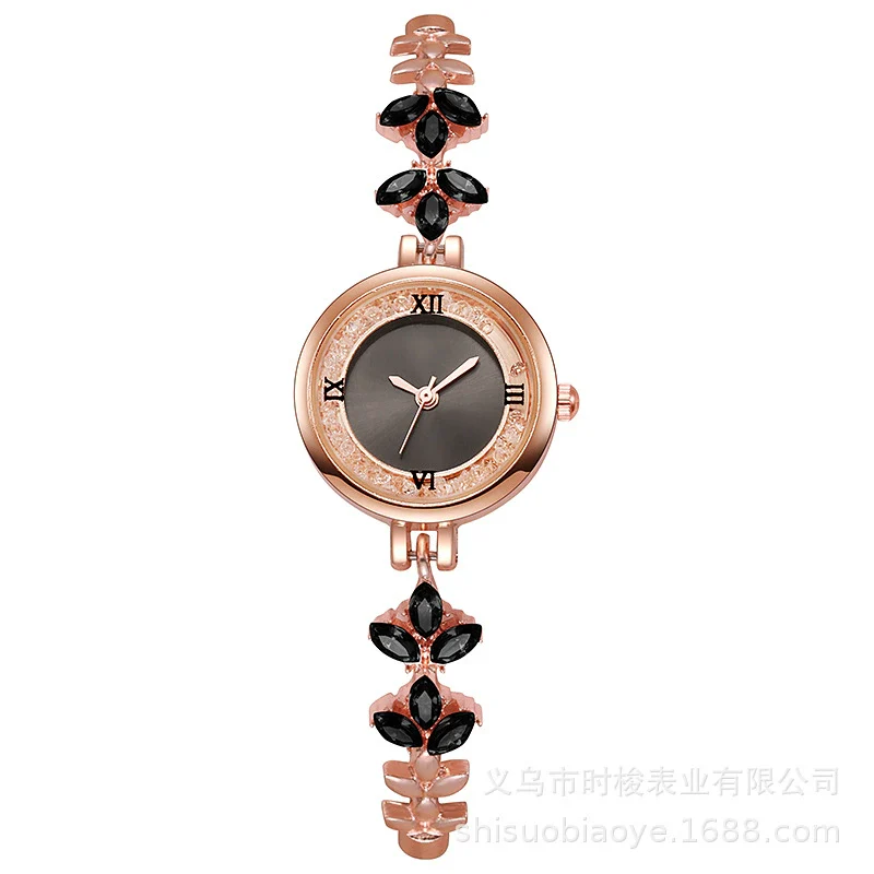 Fashionable Alloy Women's Bracelet Watch With Rhinestone Ball Quicksand And Round Dial - Image 6