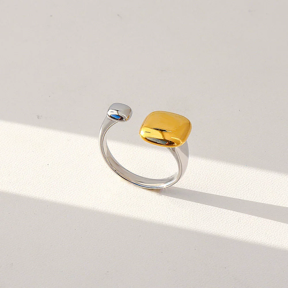 Fashionable Antique Electroplated Geometric Natural Semiprecious Stone Hexagonal Rhombus Ring Unisex Accessories - Image 10