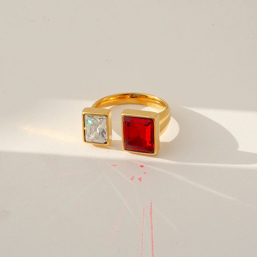 Fashionable Antique Electroplated Geometric Natural Semiprecious Stone Hexagonal Rhombus Ring Unisex Accessories - Image 15