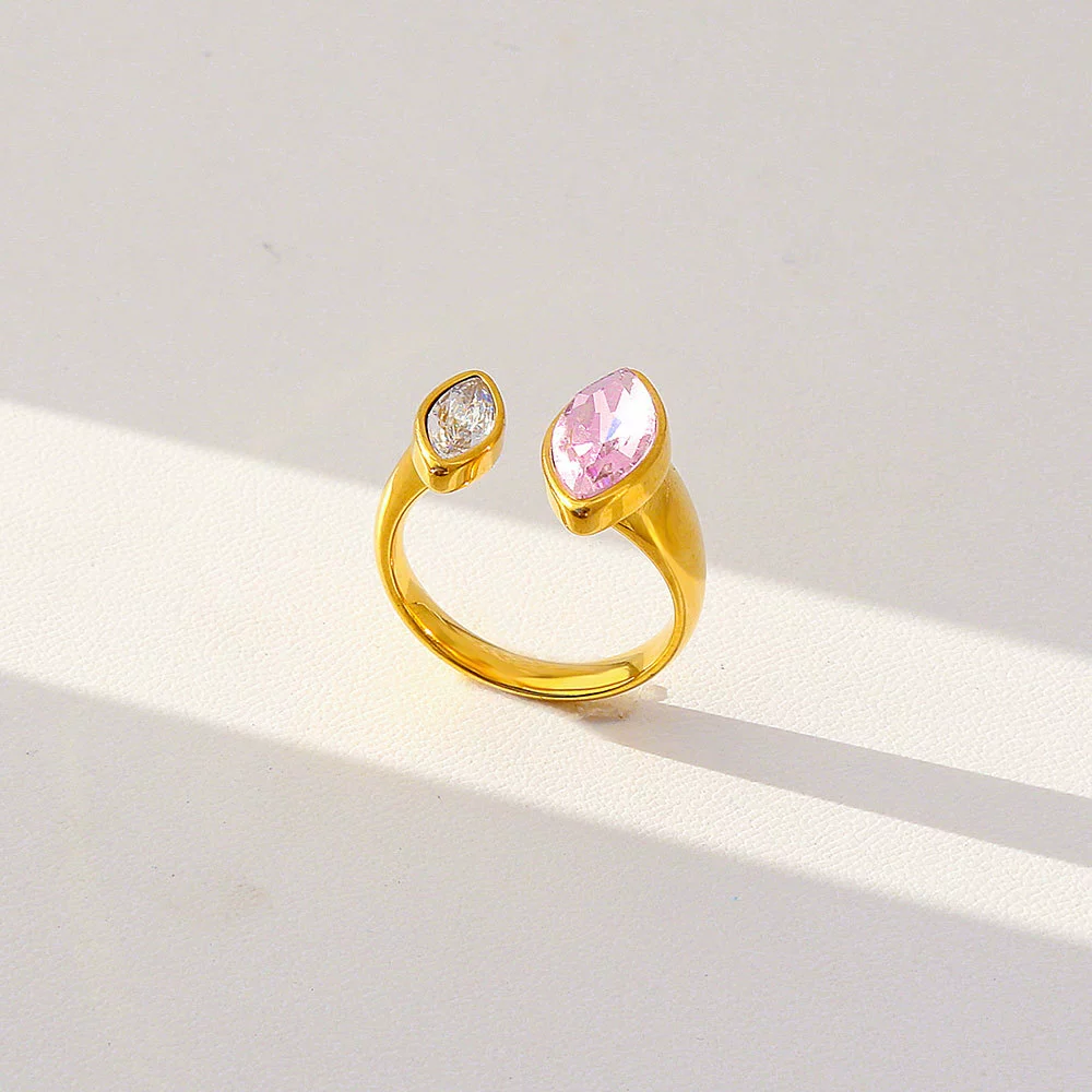Fashionable Antique Electroplated Geometric Natural Semiprecious Stone Hexagonal Rhombus Ring Unisex Accessories - Image 21