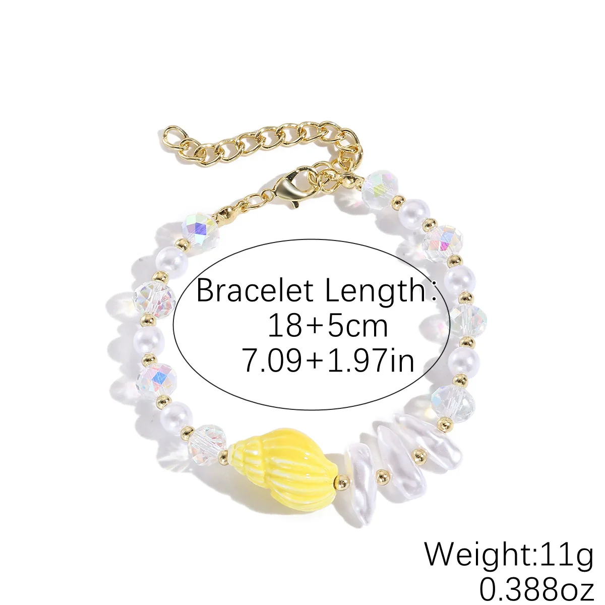 Fashionable Colorful Conch And Starfish Beaded Necklace And Bracelet Set With Imitation Pearls Porcelain Pendant Sea Life Pattern Electroplating For Women - Image 10