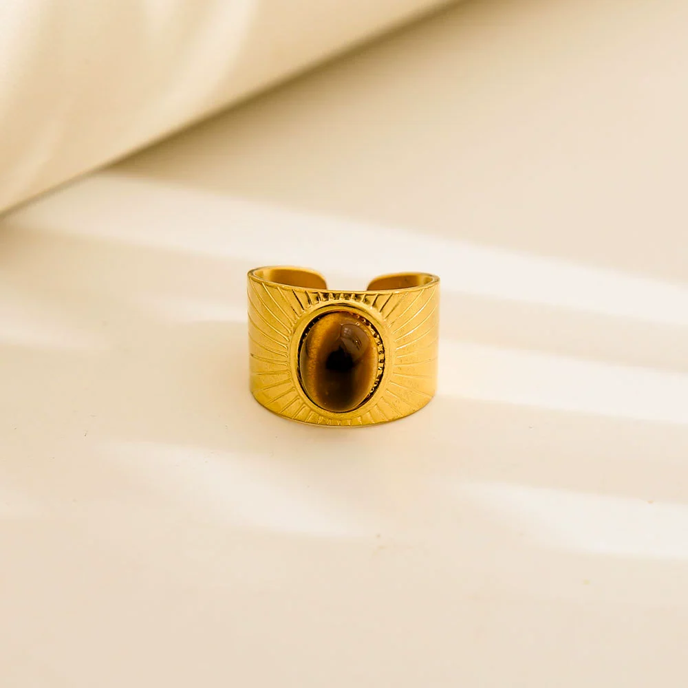 Fashionable Colorful Oildrip Geometric Stainless Steel Goldplated Titanium Steel Adjustable Open Ring For Unisex - Image 8