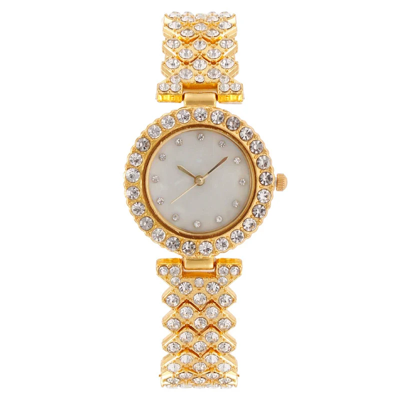 Fashionable Diamondencrusted Metal Shell Face Round Female Watch - Image 2