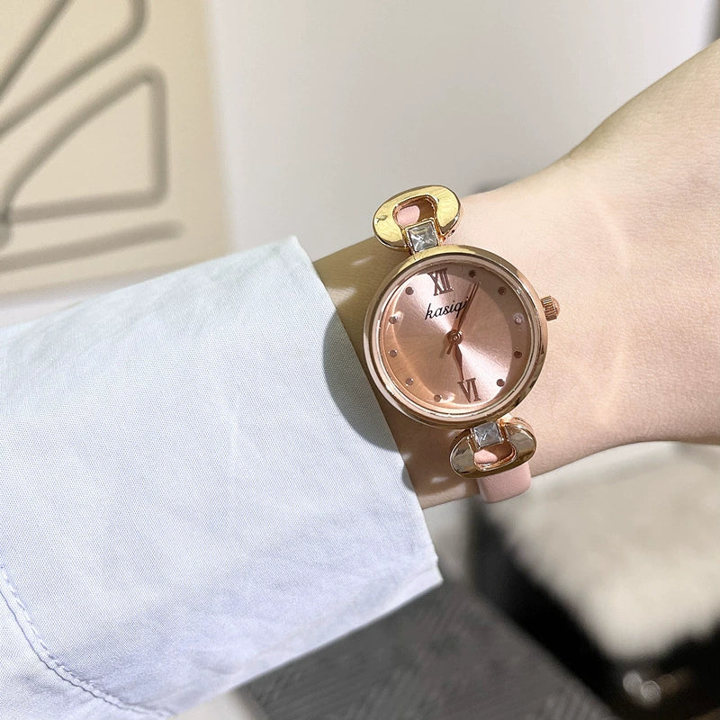 Fashionable Elegant Women's Alloy Quartz Watch With Round Dial And Pin Buckle - Image 3