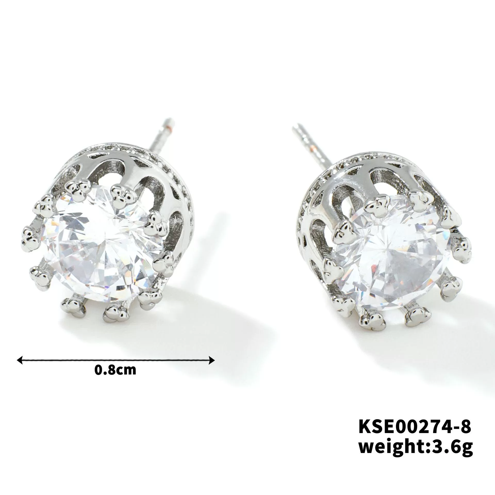 Fashionable Exquisite Gold Electroplated Titanium Steel Copper Earrings With Crown Pattern And Super Flash Zircon - Image 10